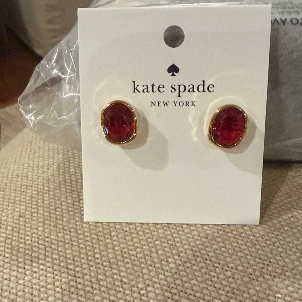 kate spade Ruby/Gold High Shine Studs/NWT